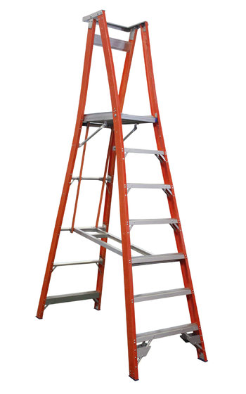 Indalex Pro Series Fibreglass Platform Ladder 7ft (2.1 M) - Heavy Duty 